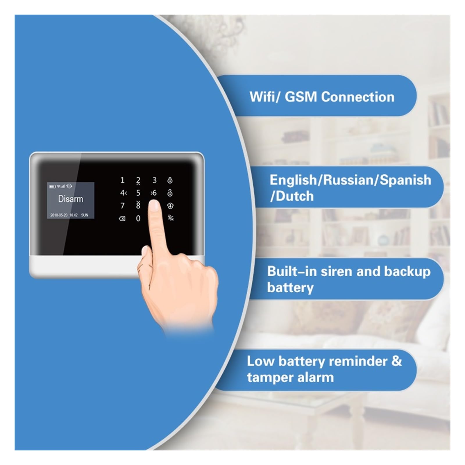 Sistema de Alarma H6 WiFi gsm, Sistema de Alarma de Seguridad for el hogar, Kit DIY de Alarma de Control de aplicación(H6-5)