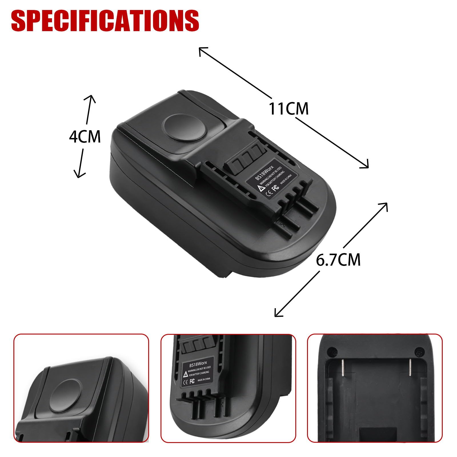 Akku Adapter Konverter für Bosch 18V auf für Worx 20V Li-Ion Elektrowerkzeug, Batterieadapter für Bosch 18V auf für Worx （20V Li-Ion Elektrowerkzeug(Keine Batterie)