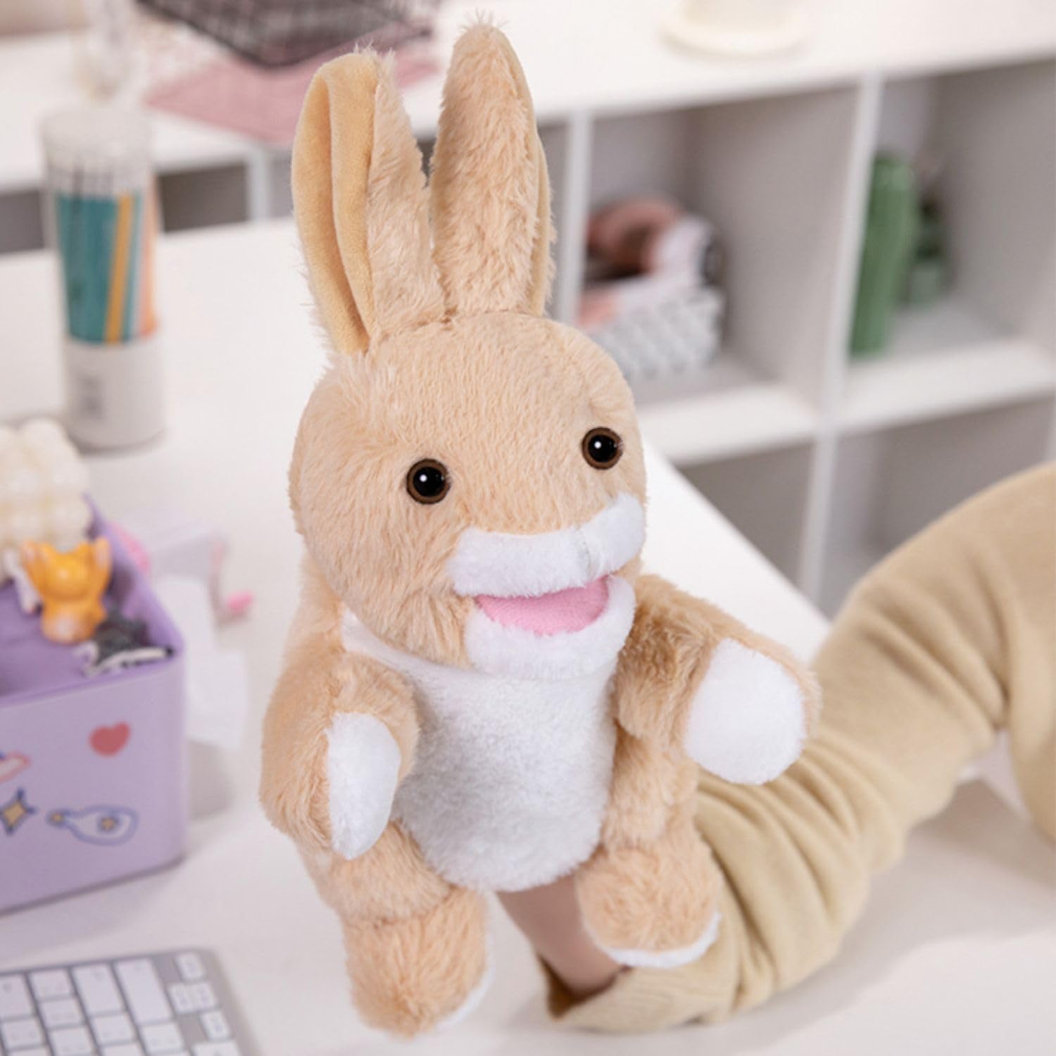 FunBlast Plush Animal Hand Puppets - Soft & Cuddly Animal Figure Puppets for Kids, Storytelling & Role Play, Fun Educational & Learning Toys for Toddlers & Children (Rabbit)