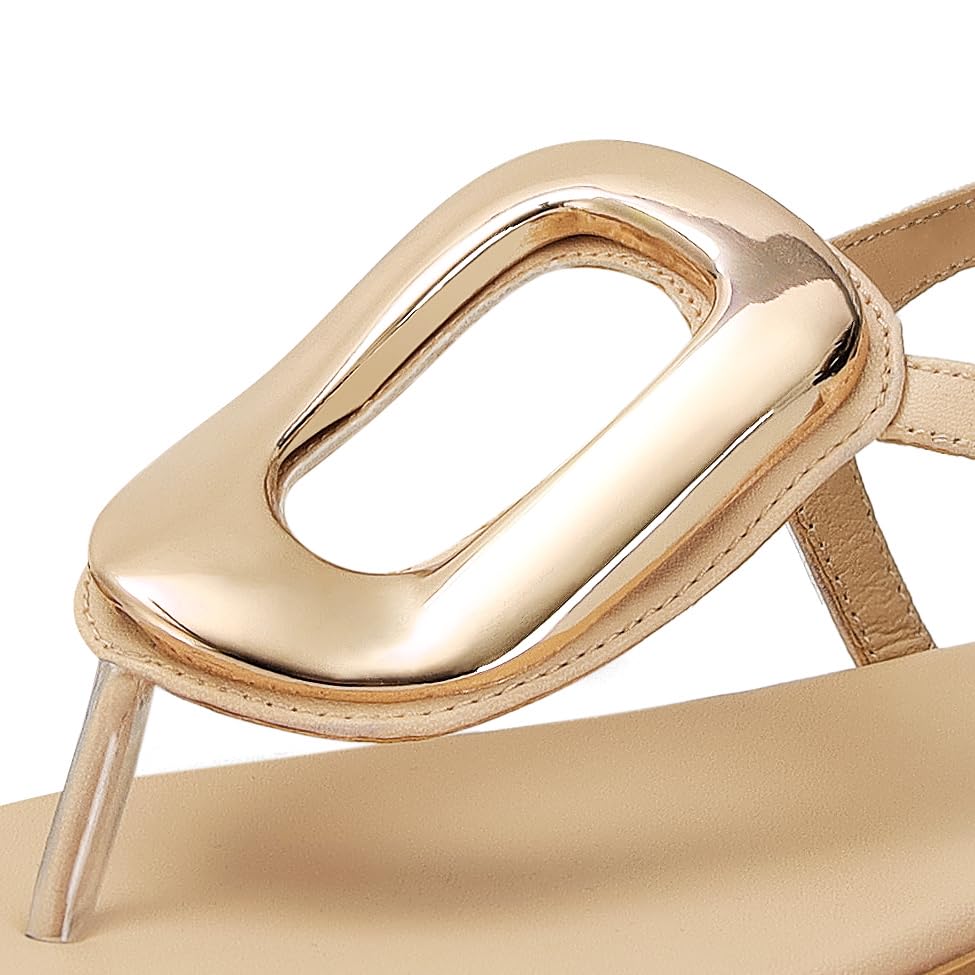 Image of Wnshonzy Flip-Flops for Women Thong Sandals Flat Slip on Slides Beach Comfort Open Square Toe Ladies Slipper Dressy Metal Hardware Decoration Summer Shoes Casual Fashion