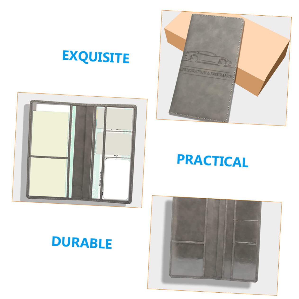 Healeved 3 Pièces Documents Automobile PU Étui pour Immatriculation et Assurance Organisateur de Cartes et Élégant Pochette Multifonctionnelle pour Cartes de Crédit pour Conducteurs