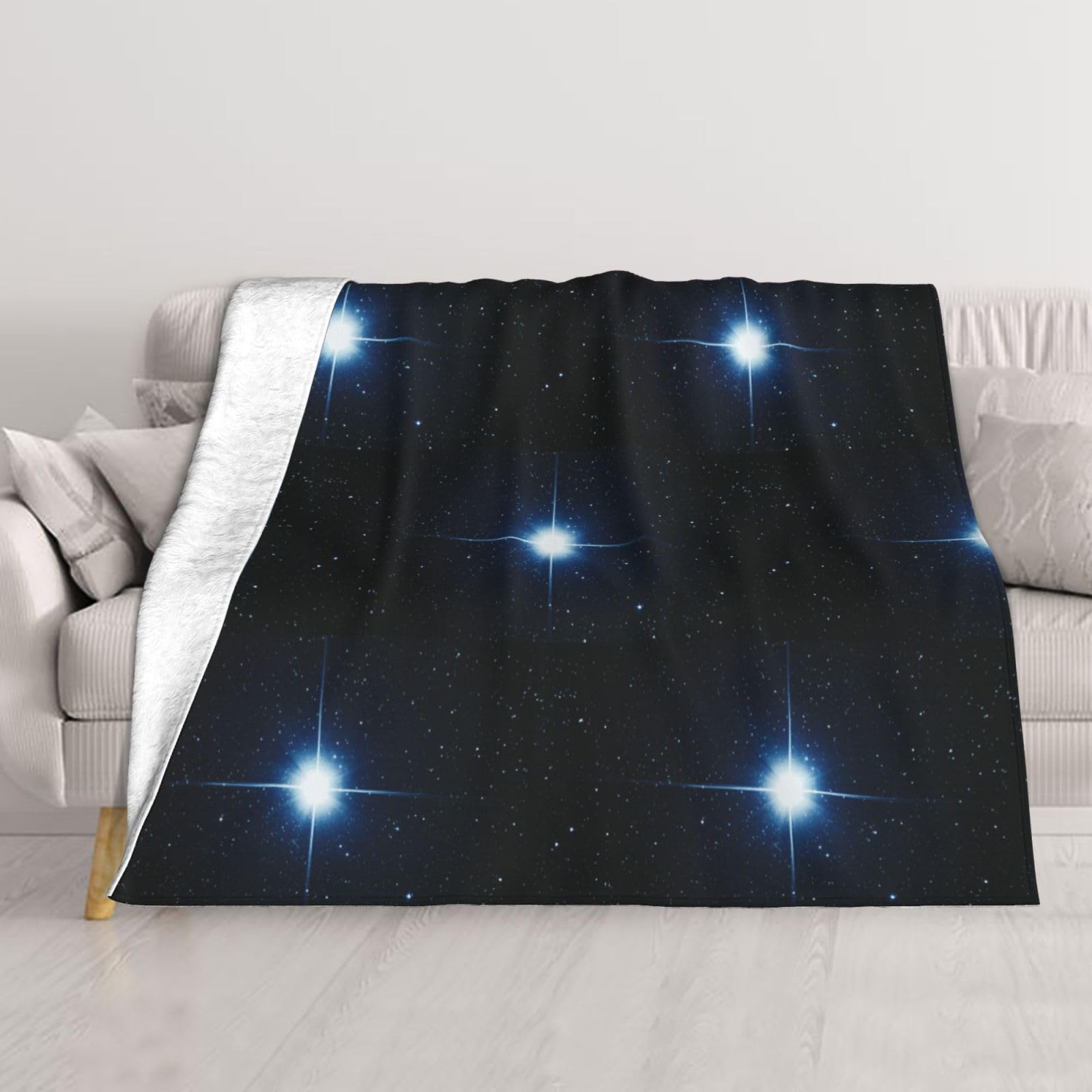 Couverture imprimée étoiles bleues super douce pour lit et canapé