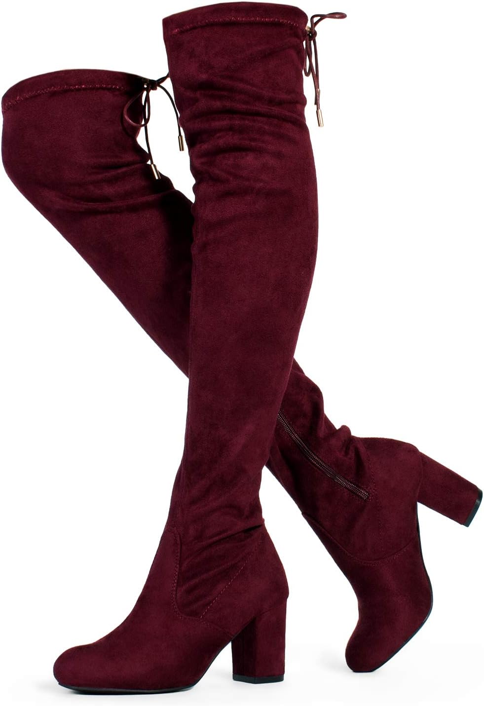 RF ROOM OF FASHION Chateau Women's Over The Knee Block Chunky Heel Stretch Boots (Medium and Wide Calf)