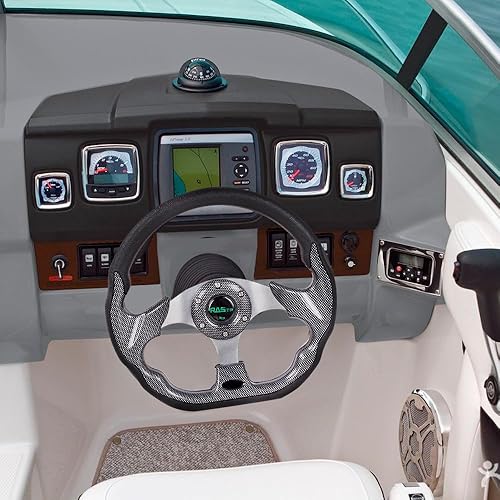 Miniatura 7 de RASTP Volante de barco de 12.6 pulgadas con adaptador de volante marino de eje de 34 pulgadas para la mayoría de barcos marinos, barcos, yates,