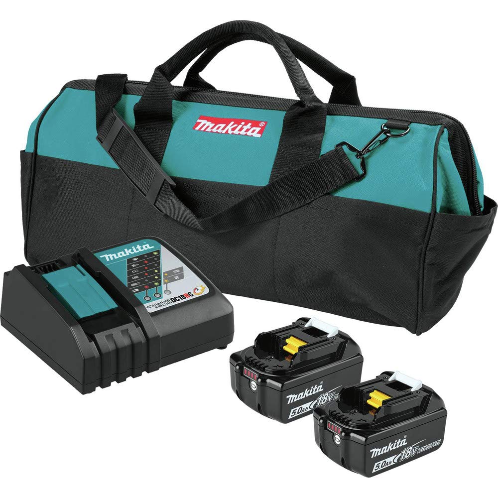 Makita BL1850BDC2X - Batería de iones de litio LXT® de 18 V y cargador óptimo rápido (5.0 Ah)