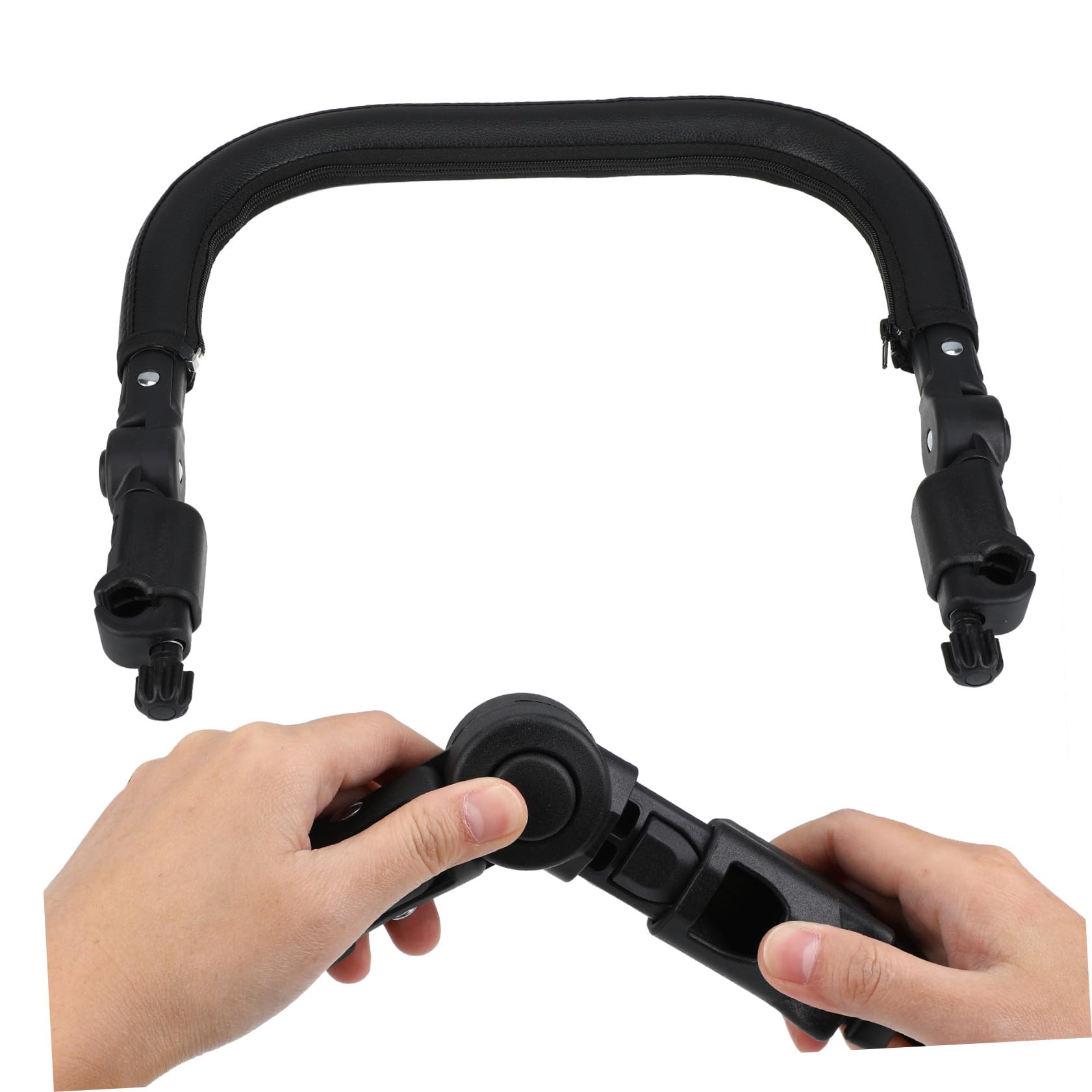 Bracciolo Passeggino Regolabile in PU Pelle e Ferro Barra Paraurti con Pulsanti Staccabili per Accessori Passeggini Sostituzione Pratica e Resistente Compatibile con Oltre dei
