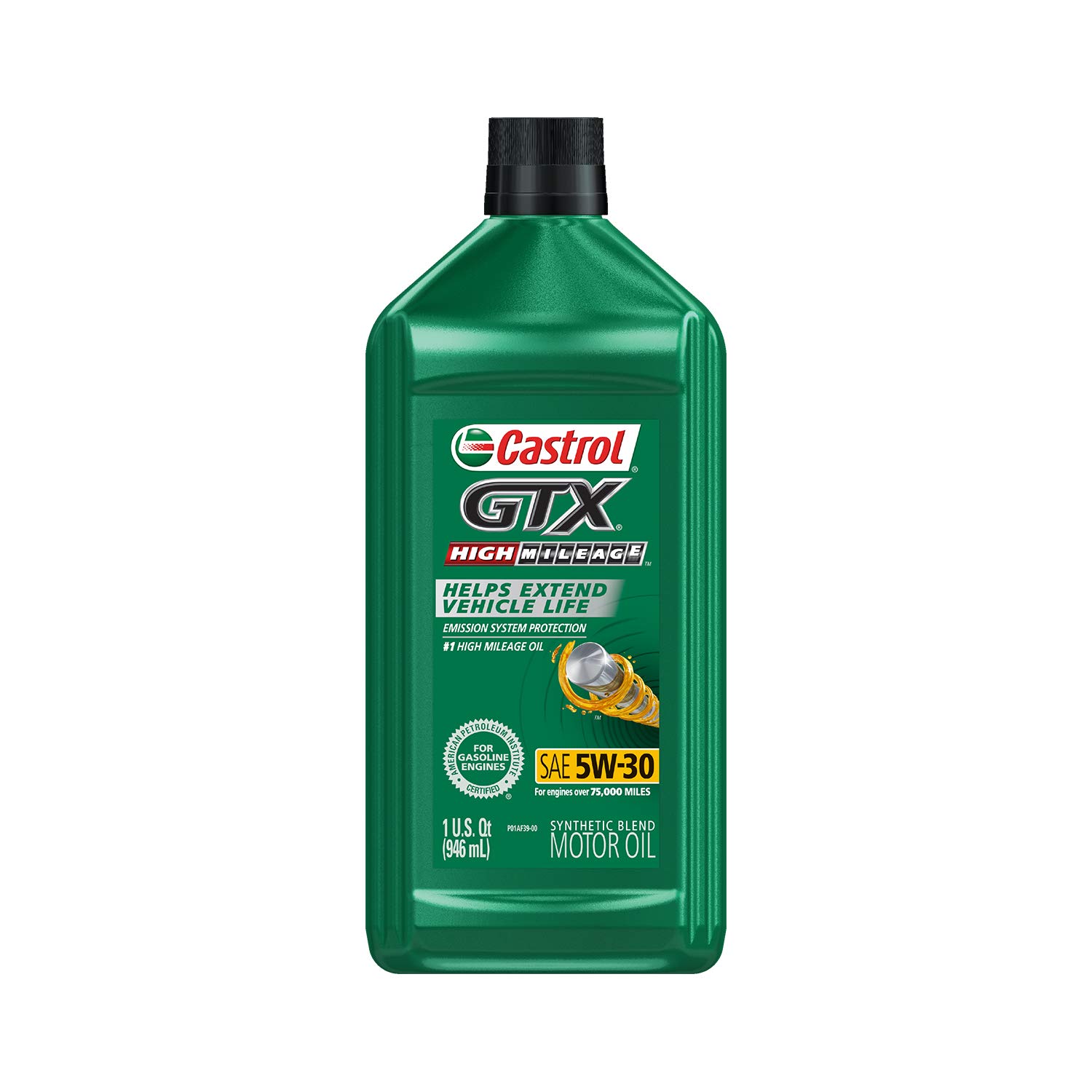 Castrol 06440 GTX 5W-30 High Mileage Motor Oil - 1 Quart Bottle, (Pack of 6)