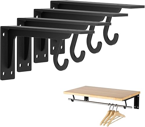 Soporte de barra de armario resistente de 12 pulgadas, soportes de estante de armario de 15 pulgadas de grosor con soporte para barra, soporta 400