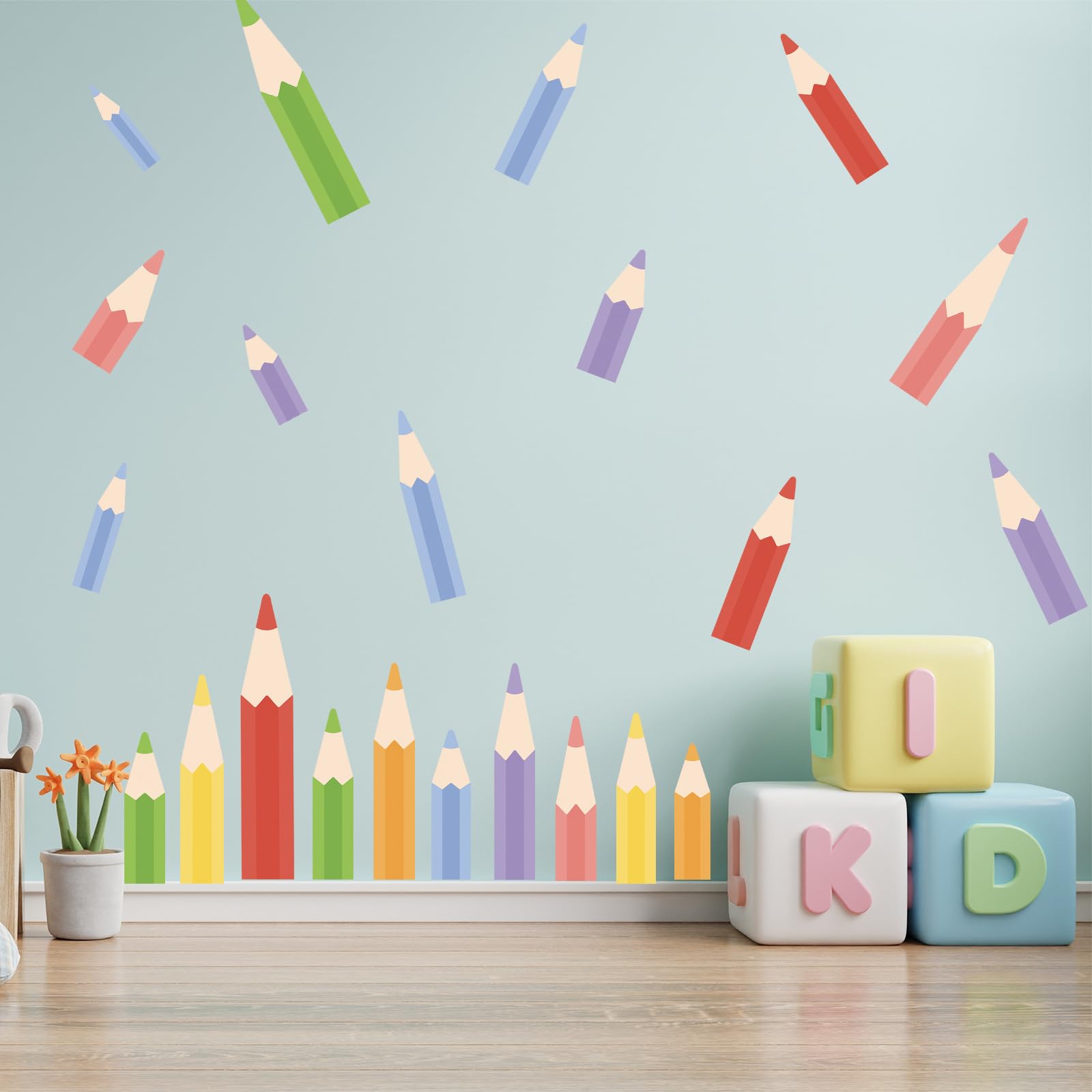 FUFUQUARE Coloured Pencil Wall Stickers Learning Color Watercolor Skirting Board Wall Decals DIY for Kids Room Baby Nursery Classroom - Image 2
