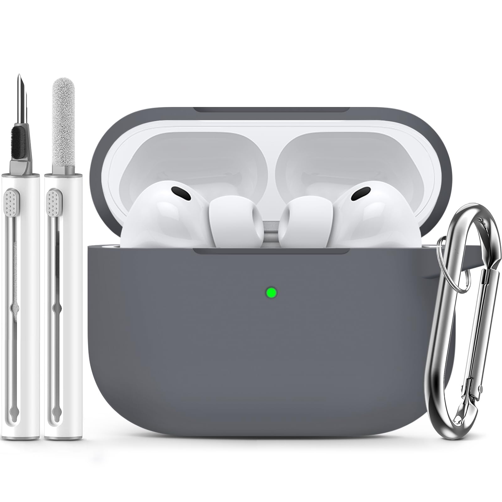 Inesore Compatible with AirPods Pro 3 Case with Cleaning Kit, Silicone Protective Case Cover for Apple Air Pods Pro 3rd (2025), Unisex Design - Black — view 80