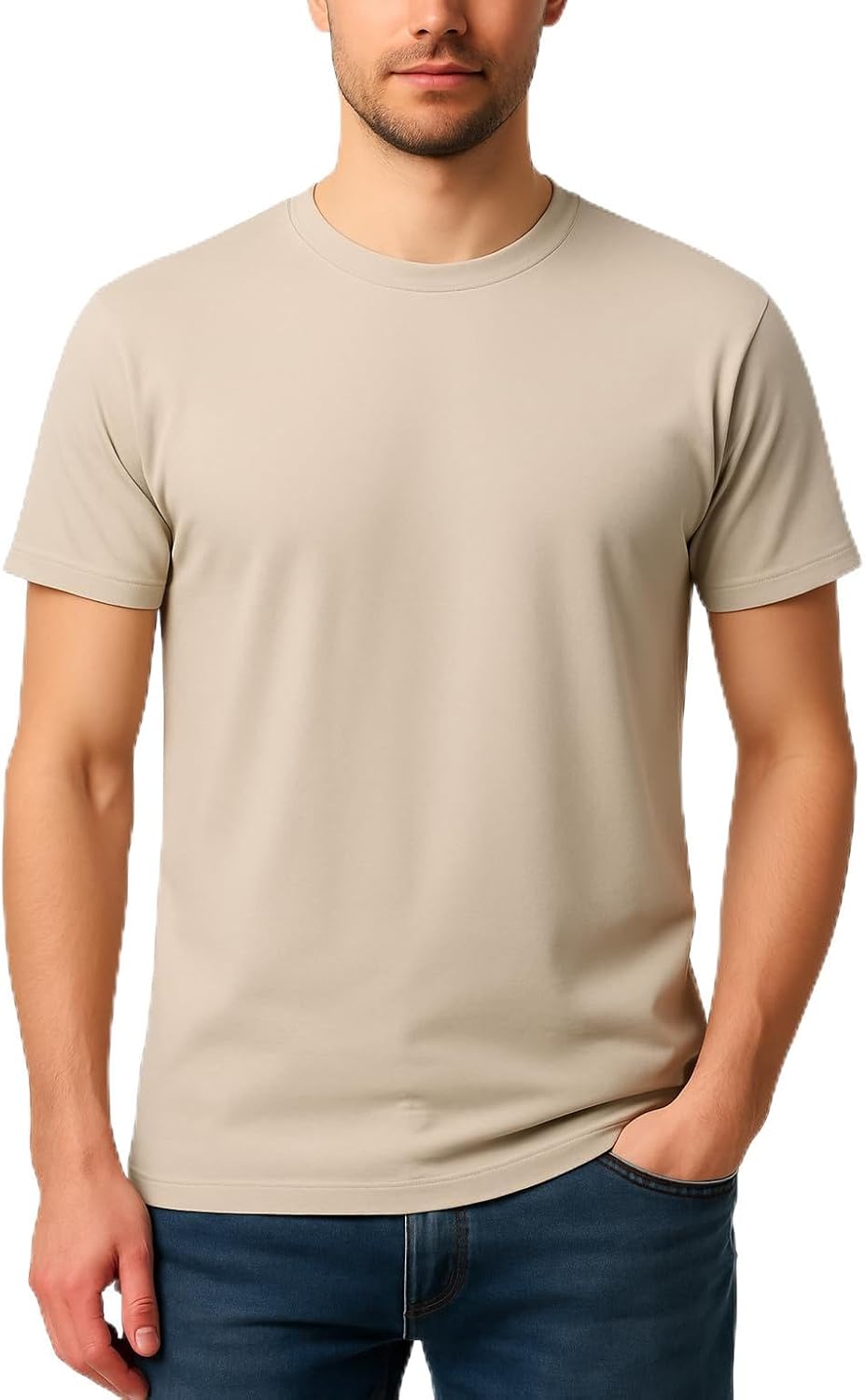 T-Shirts for Men 100% Cotton Premium Crew Neck T-Shirt Short Sleeve Regular Fit Soft Casual Solid Tee