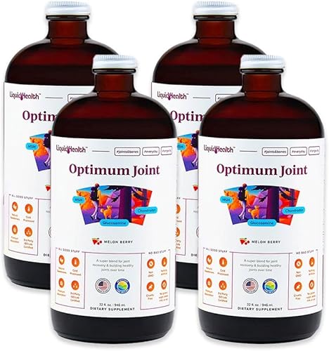 LIQUIDHEALTH Optimum Suplemento de apoyo articular con glucosamina, condroitina, ácido hialurónico MSM, vitaminas líquidas de triple fuerza, sin