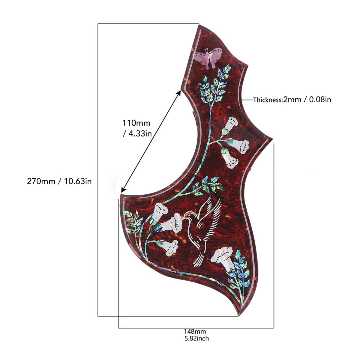 SYLEN Gitarren-Pickguard, selbstklebend, kratzfest, Kolibri-Schlagbrett, 2 mm, Ersatz für Akustikgitarre, für Anfänger, Profis, Live-Auftritte, Reparaturen zu Hause