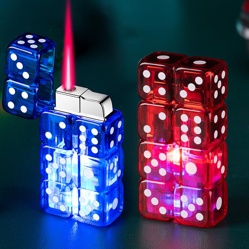 BJZFAA 2 Pack Red Blue Lighter Torch Cool,Refillable Windproof Jet Torch Flame Adjustable Lighters,BBQ Candles Camping (Butane Not Included)