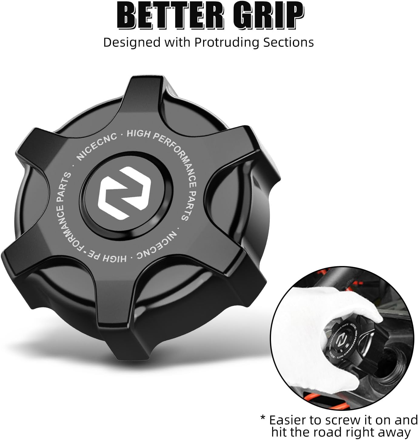 NICECNC Black Gas Fuel Tank Cap Compatible with Can Am X3 Maverick Max R 2017-2022, Defender HD10, Defender MAX HD8, Replacement for 709000868