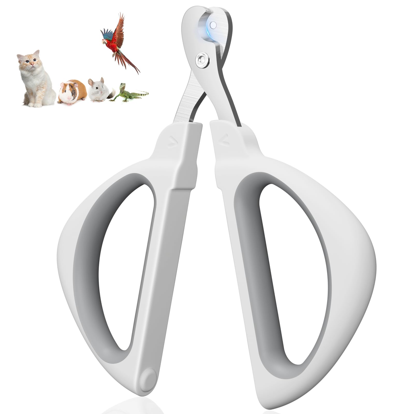 Euqvunn Cat Claw Clipper, Professional Cat Nail Clippers with Safe Positioning Hole, Kitten Nail Clipper Suitable for Kittens, Guinea Pigs, Birds, Puppies, and Small Animals (Grey)