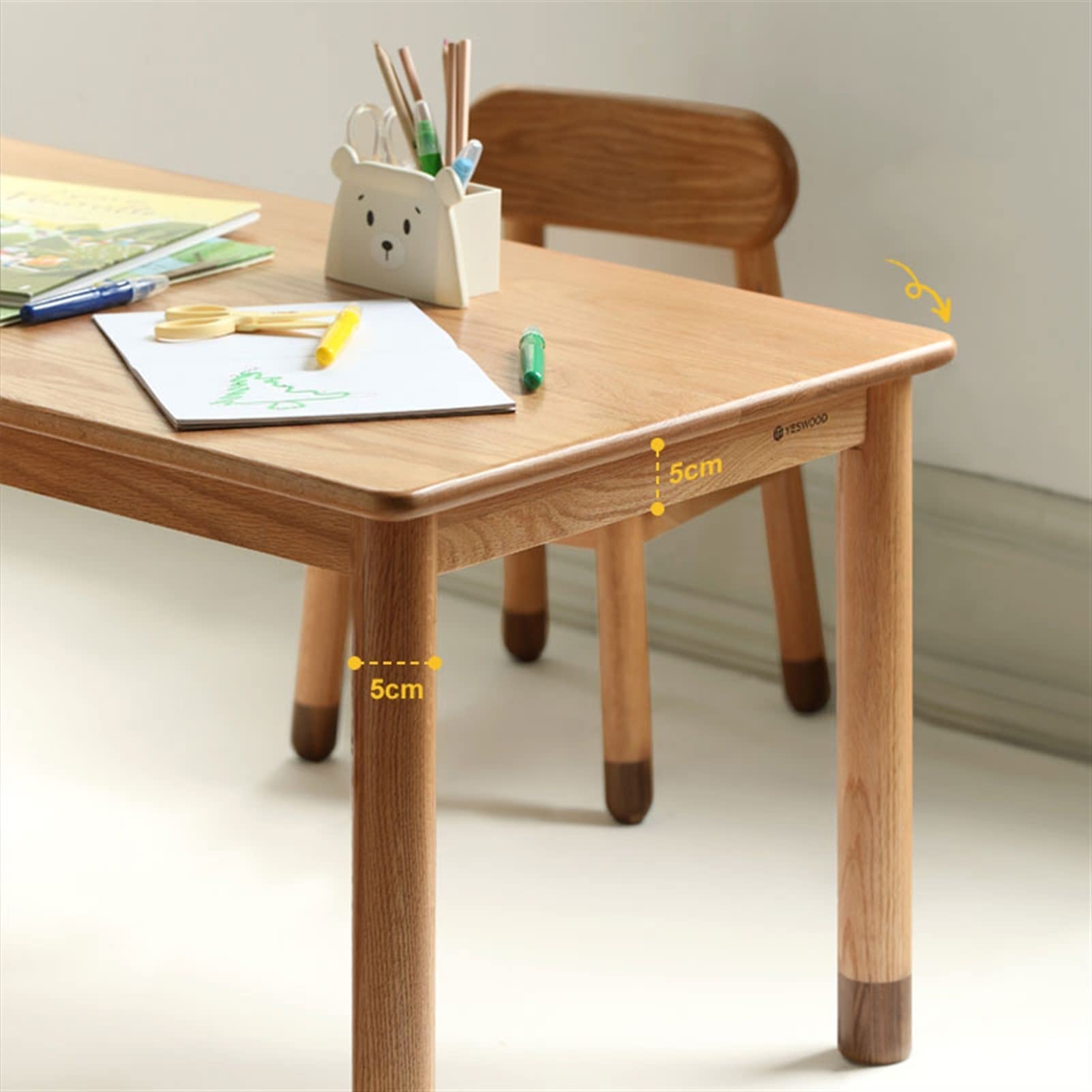 TOMYEUS Stół do nauki dla dzieci dzieci piszących ręcznie robiony dąb stół dla dzieci nauka Kerning Student Writing Toy Desk Student Student Pisanie Stół Student