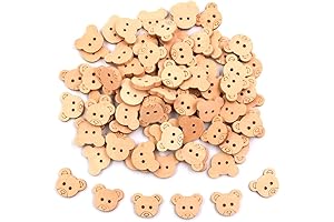 Cute Wooden Bear Buttons for Crafts and DIY Projects