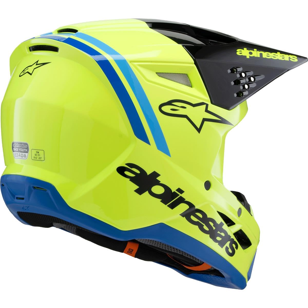 Alpinestars SM3 Radium Młodzieżowy kask motocrossowy, żółty/czarny, Y/L (52/53)