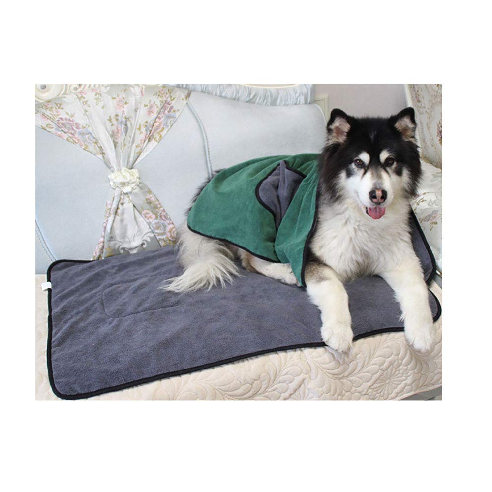 Serviette de Bain en Microfibre Douce à Séchage Rapide Super Absorbante pour Chiens, Chats, Animaux de Compagnie avec Poche, 100 x 70 cm