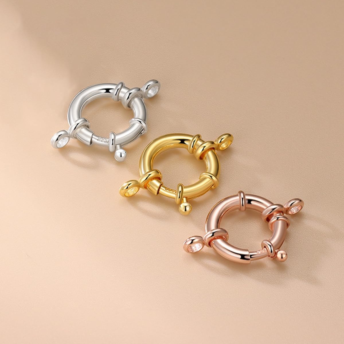 Jewelry Spring Clasps 925 Sterling Silver 15mm Round Close Ring Clasps Connector for DIY Necklace Bracelets Jewelry Making Handmade Crafts (Silver) - Image 6