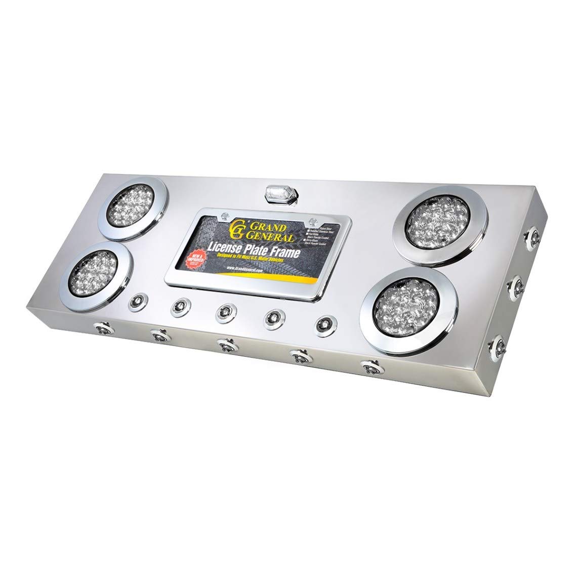 GG Grand General 91303 Rear Center Light Panel - Stainless Steel With 4 & 1 Inch Red/Clear LEDs & License Plate Frame - View #10