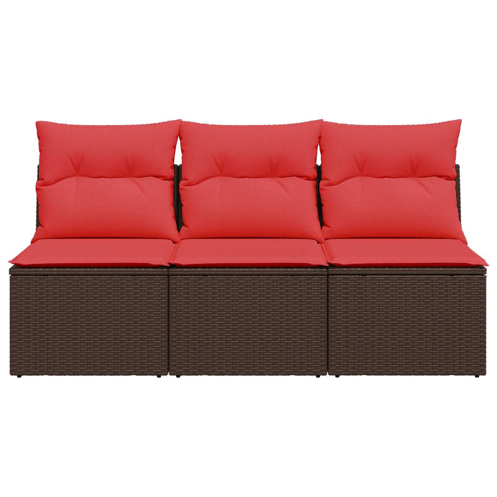 Sofá de jardín de 3 plazas de ratán sintético marrón con espacio de almacenamiento y bolsa impermeable, cómodo sofá de poliratán, fundas extraíbles, construcción modular