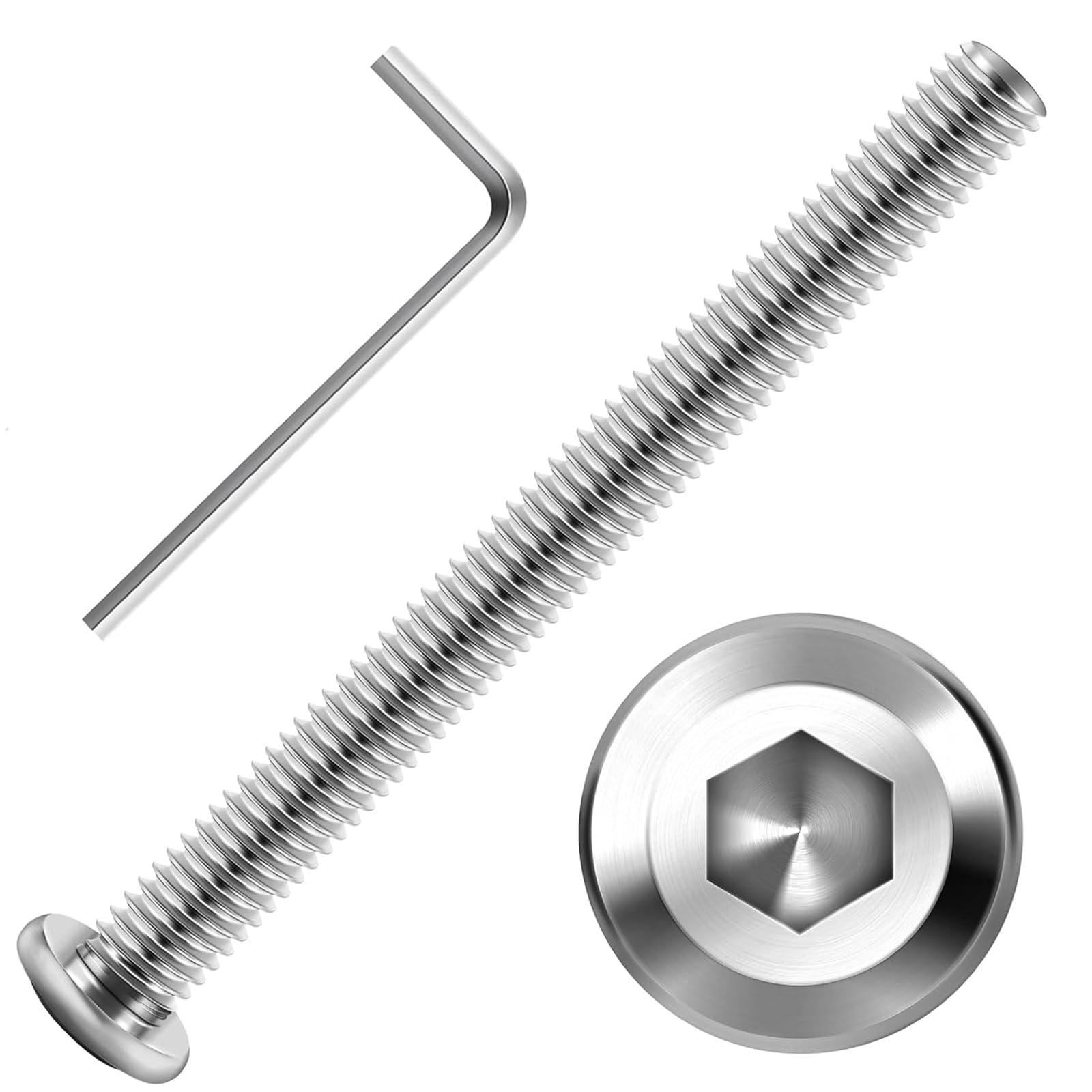 Valorada 20Pcs M6 Bolts, M6 x 80mm Flat Head Hex Socket Screws, 304 Stainless Steel Furniture Bolts