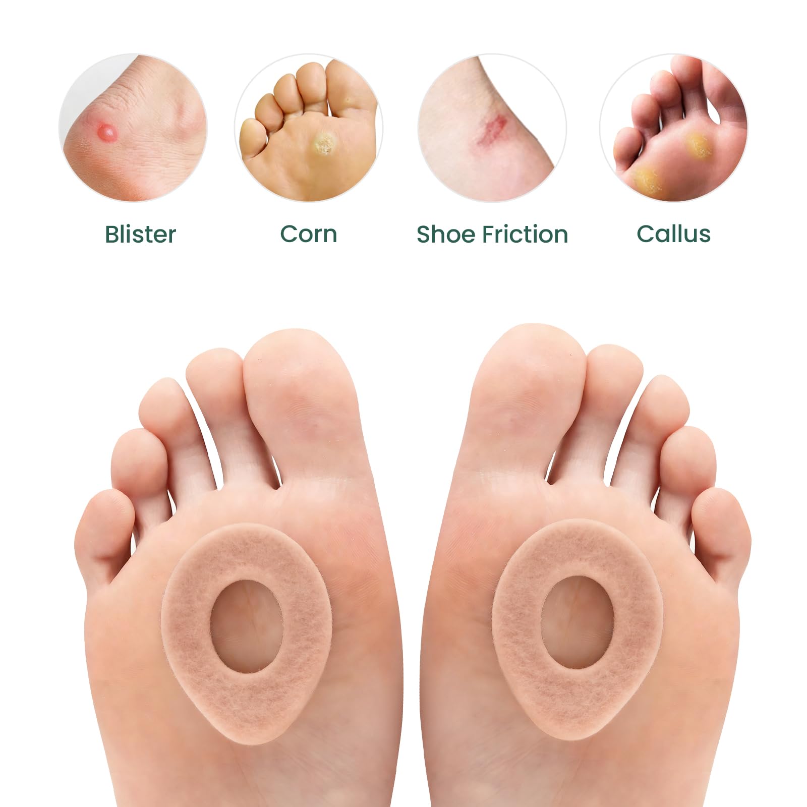 Welnove cerotti occhio di pernice - 48pcs Cerotti calli piedi cuscinetti per calli per piedi e dita dei piedi - Proteggono piedi, talloni e dita dei piedi da sfregamenti e frizioni - Design ovale