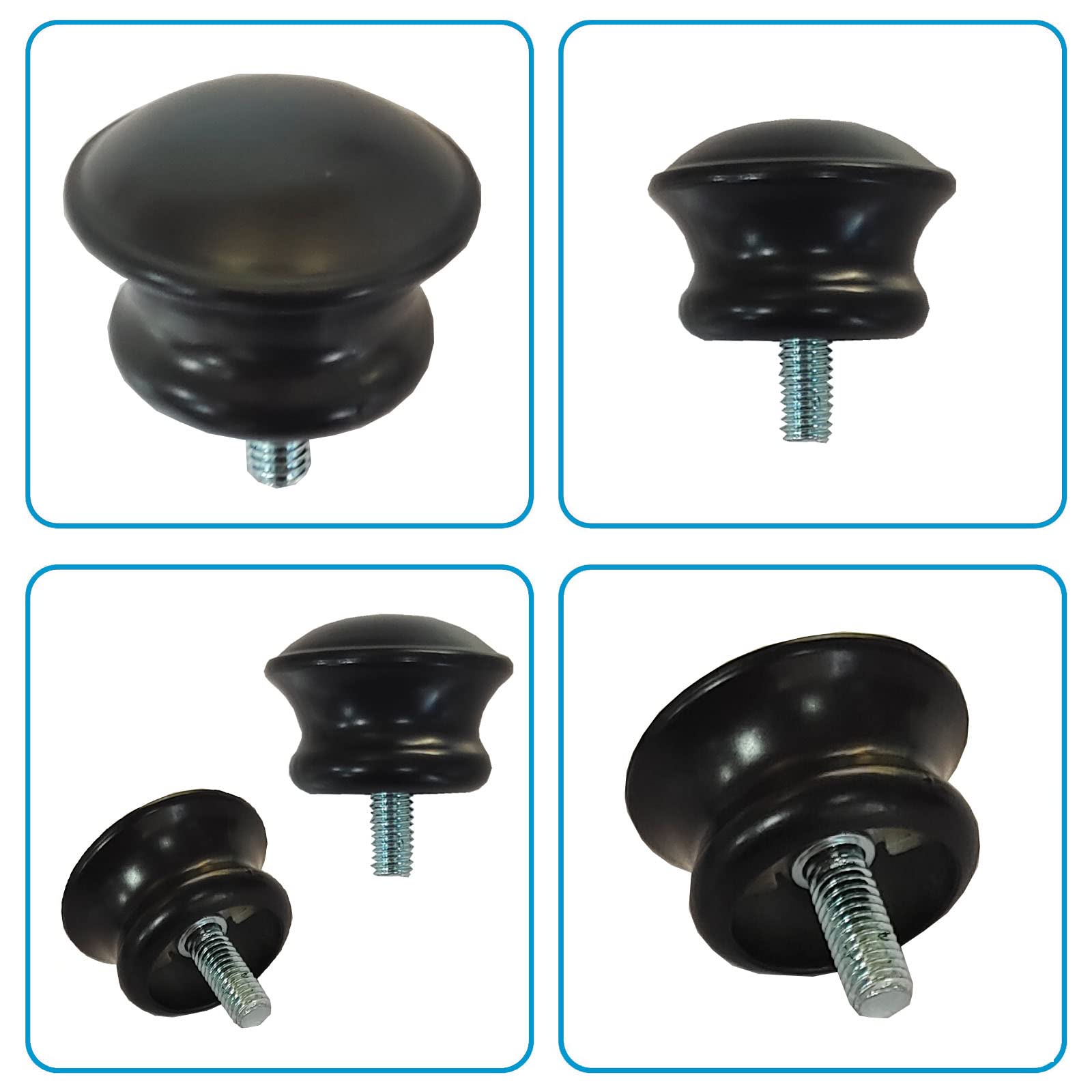 Kowibcl Gardinenstangen Endstücke 4 Stück - Kugelförmige Endkappen Für 16mm Stangen | Schwarz