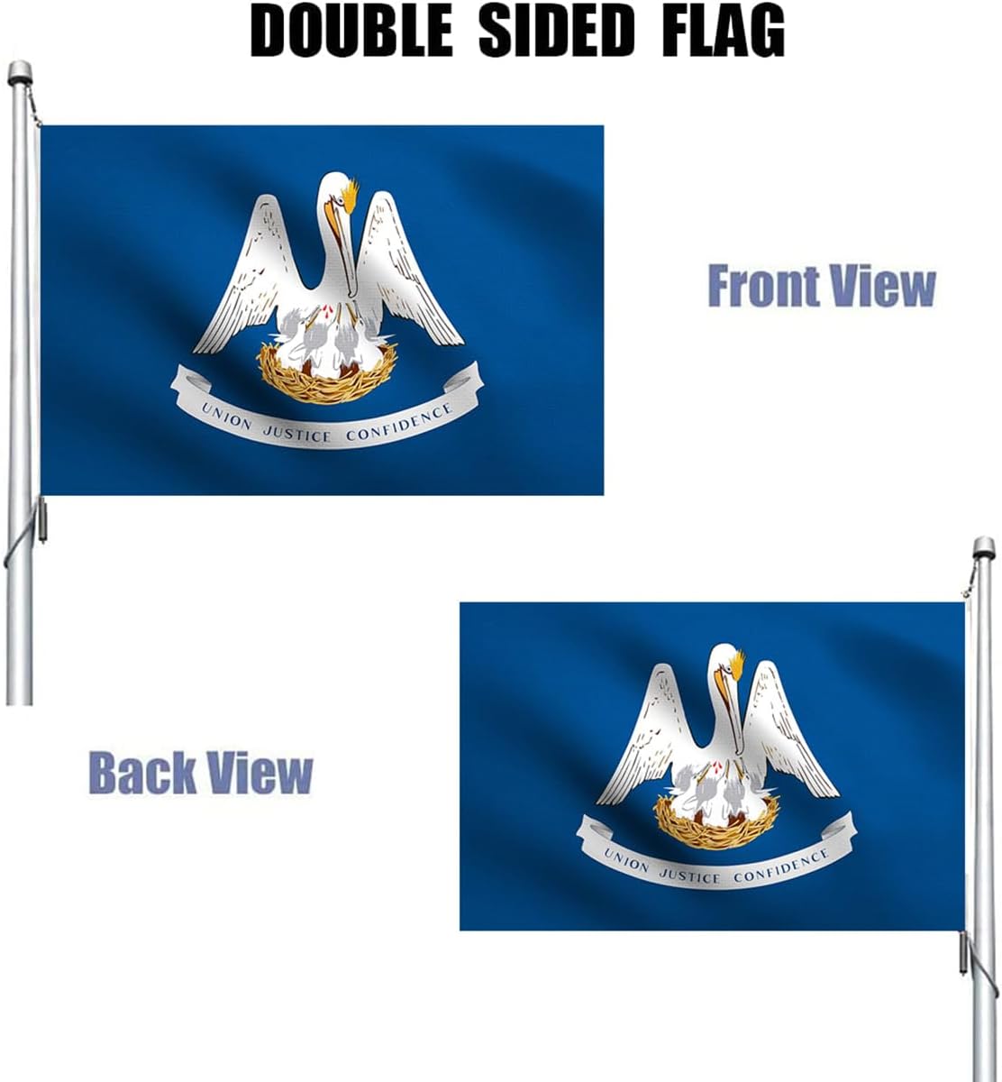 Louisiana Flag Outdoor 3x5 Ft Double Sided Heavy Duty Polyester Louisiana State Flag Long Lasting 4 Rows Hemming LA Flags with 2 Brass Grommets - Image 2