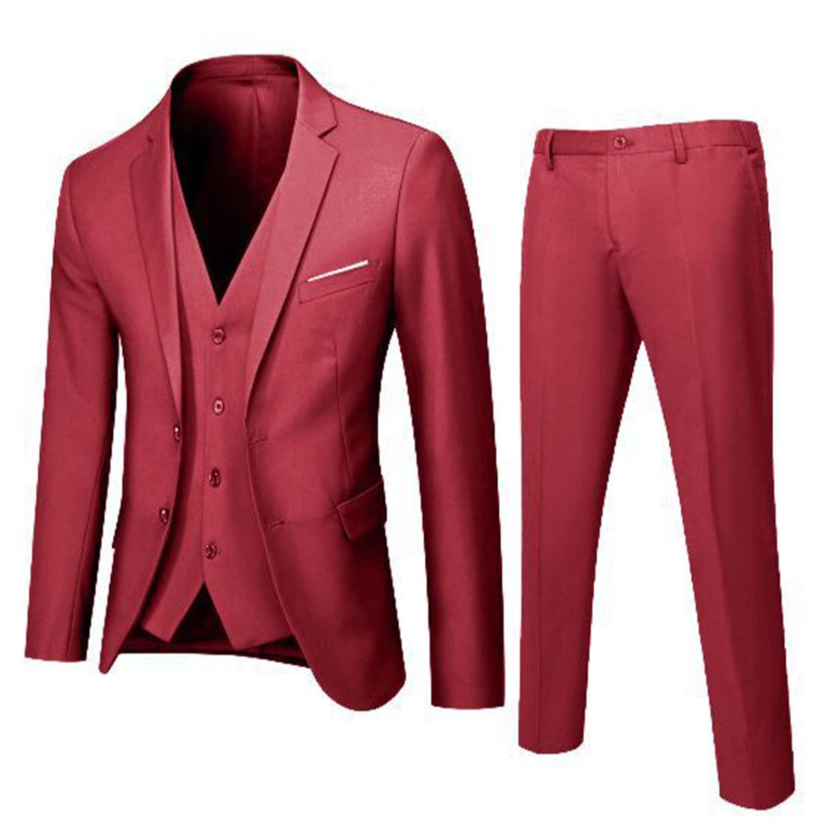 GenericMens Suits Slim 3 Suit Business Wedding Party Jacket Vest & Pants Men'S Dress Pants Mens Blazers and Sport Coats