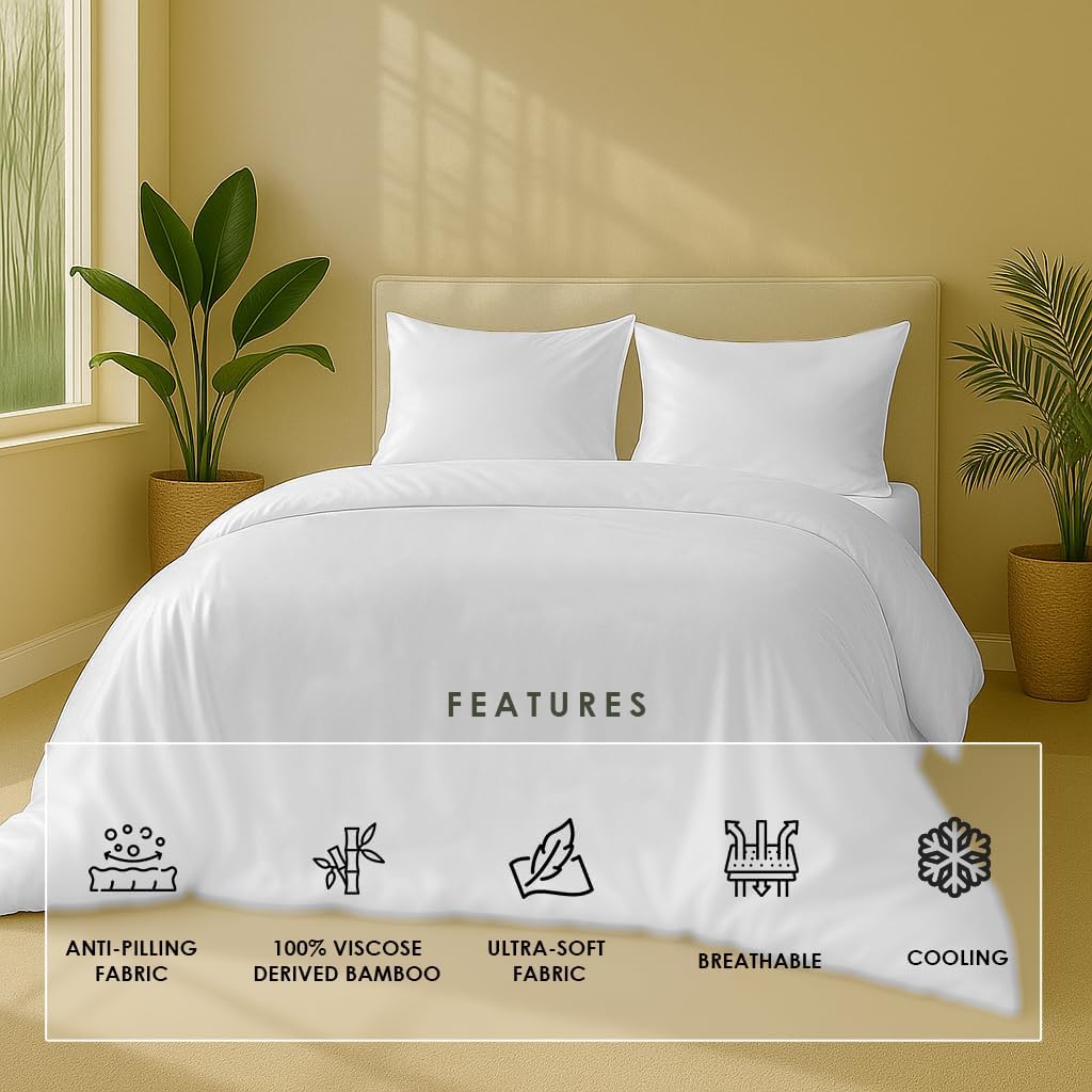 Kotton Culture 100% Viscose derived from Bamboo Duvet Cover Twin Size - Cooling & Silky Soft Luxury Bedding for Hot Sleepers, Breathable Comforter Cover - Zipper Closure & Corner Ties - White