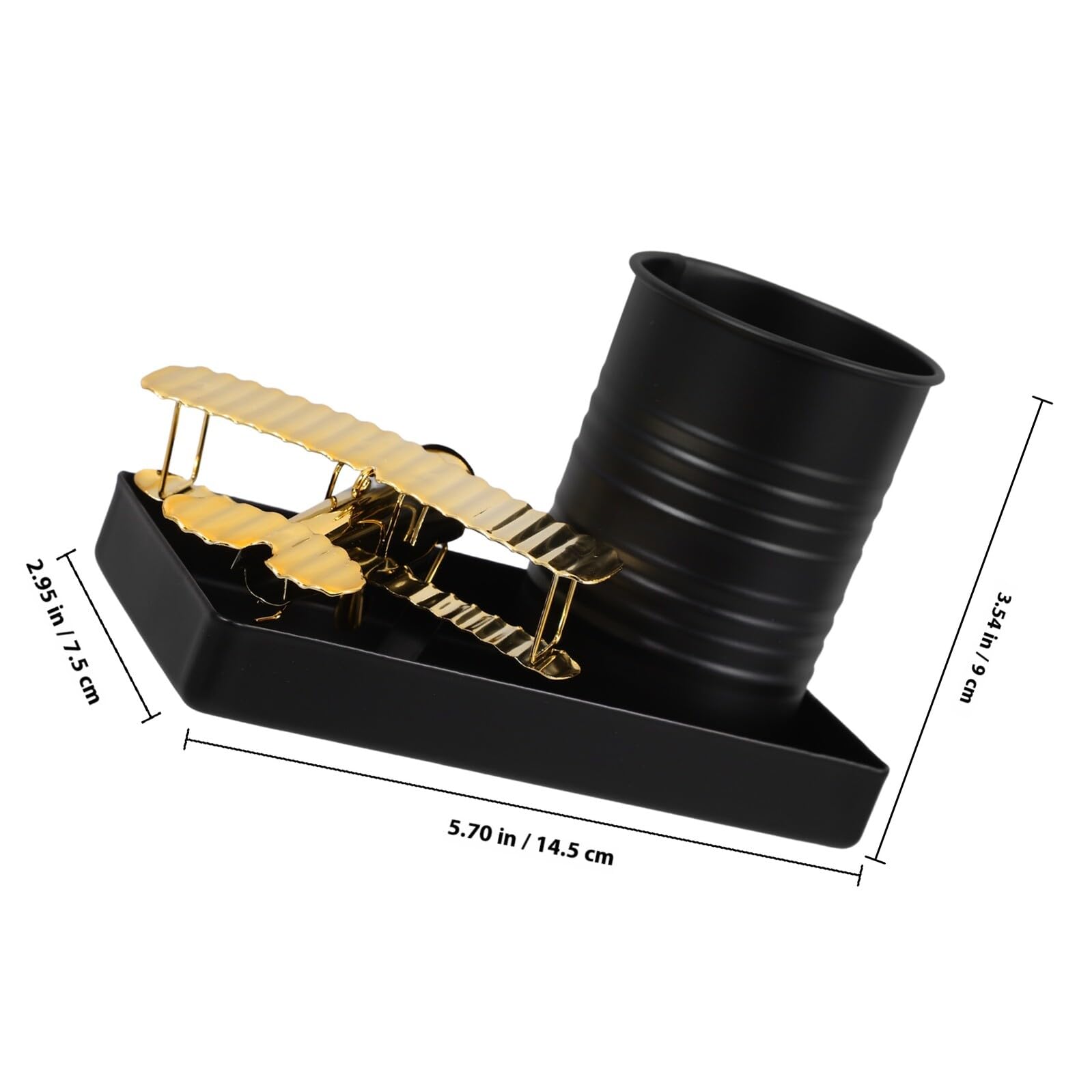 SHERCHPRY Portapenne Organizzatore Compatto e Facile da Pulire Design Retrò Aereo in Ferro Oro da Scrivania per Ufficio e Studio