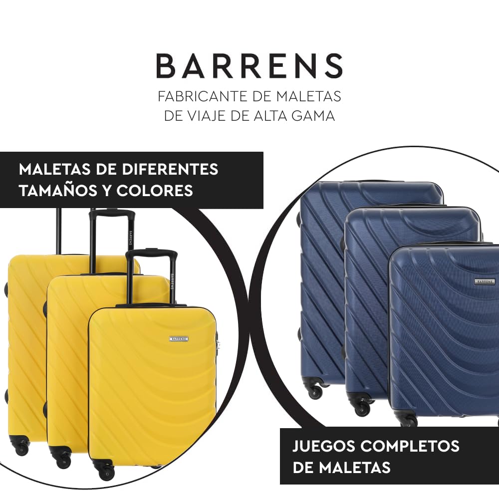 BARRENS Maleta de Cabina | Equipaje de Cabina | 55x40x20 cm | 34 L | ABS | Maleta de Viaje | 4 Ruedas | Asa Flexible | Maleta rígida | Compatible con líneas aéreas | Beige