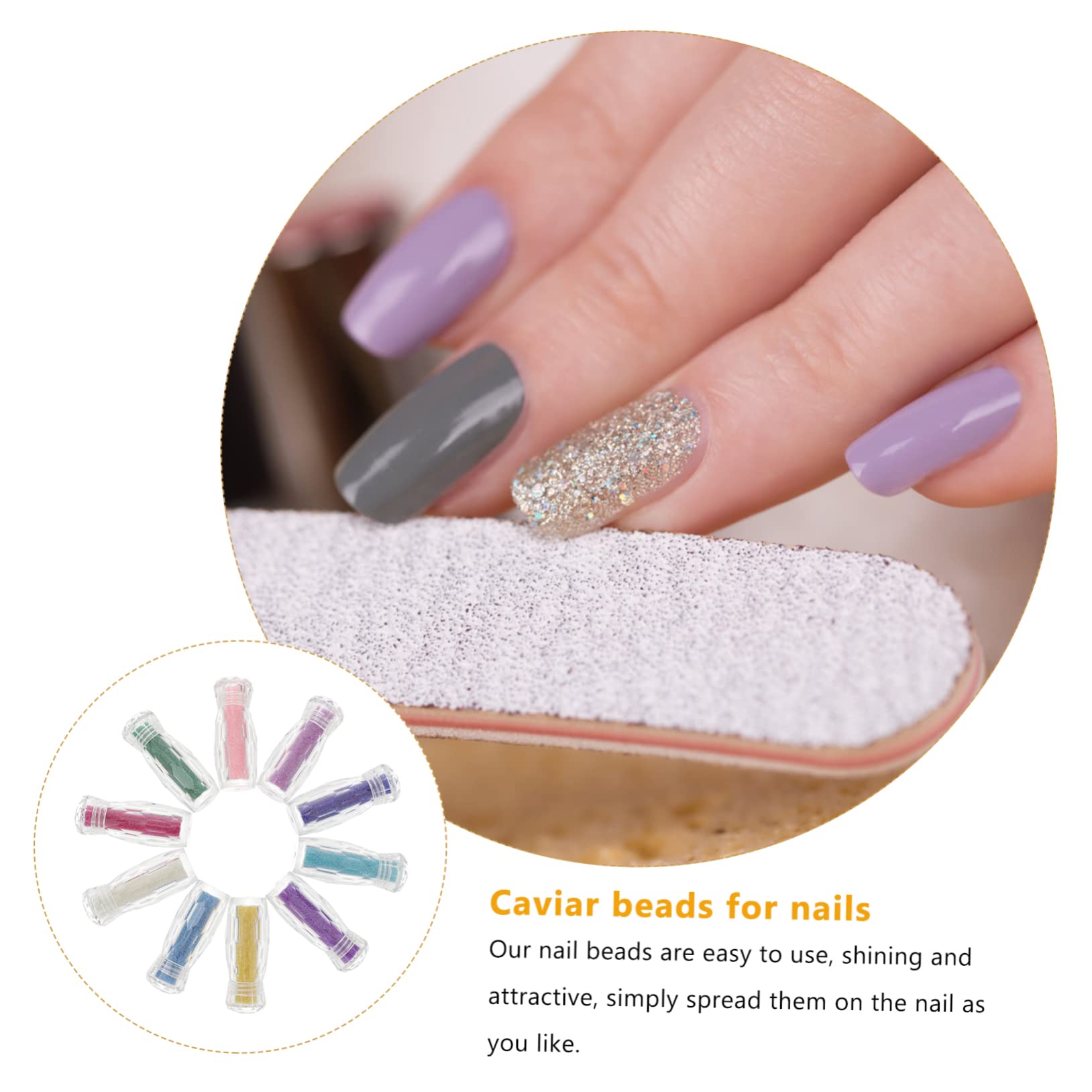 Palline di Vetro per Nail Art 10 Bottiglie Decorazioni Unghie | Microperle di Caviar, Accessori per Nail Art, per Uso su Unghia e Craft Making, Effetto Brillante