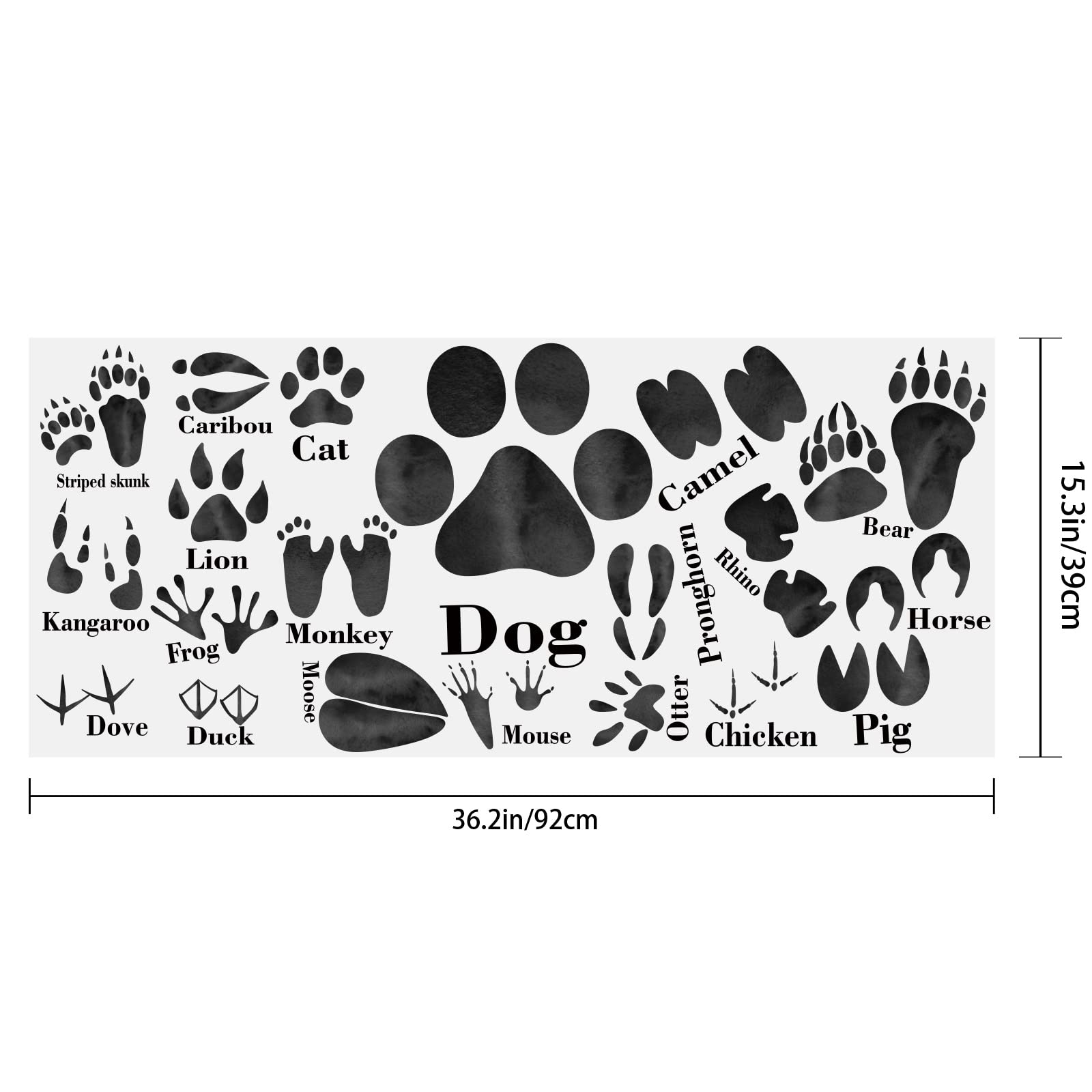 PLIGREAT Animal Tracks Wall Decals | Black Vinyl Paw Print Stickers, Removable For Kids Room