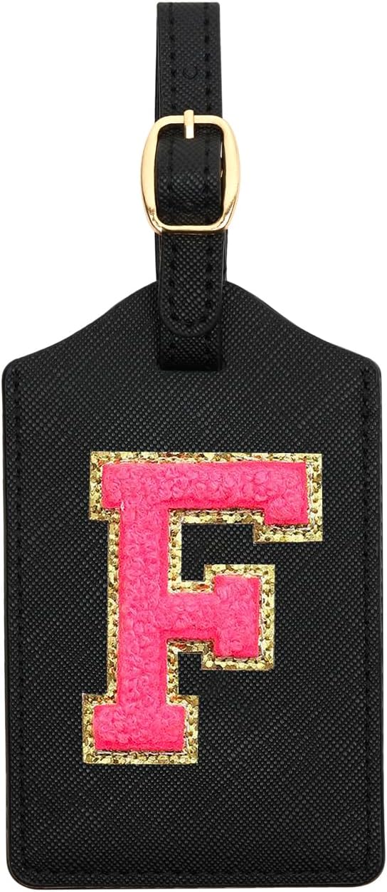 Initial Luggage Tag, PU Leather Luggage Tag, Embroidered