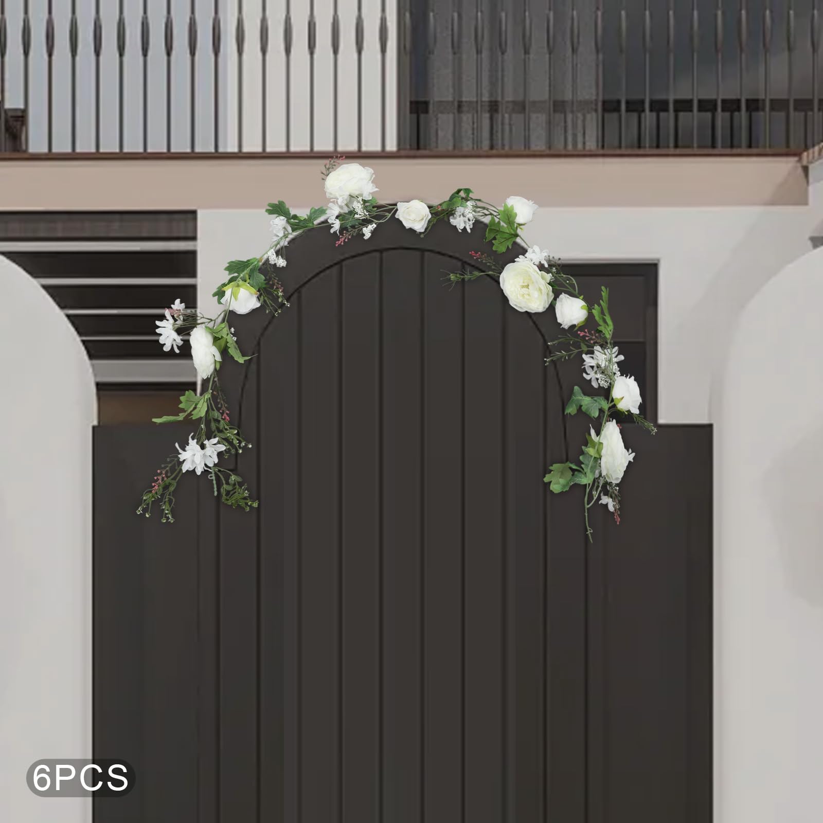 6 Stück Pfingstrosen Girlande, Künstliche Blumengirlande aus Seidenstuch, Deko Blumen Künstlich, Rosengirlande für Bogen, Zeremonien, Hochzeit, Heimdekoration, 180cm (Weiß)
