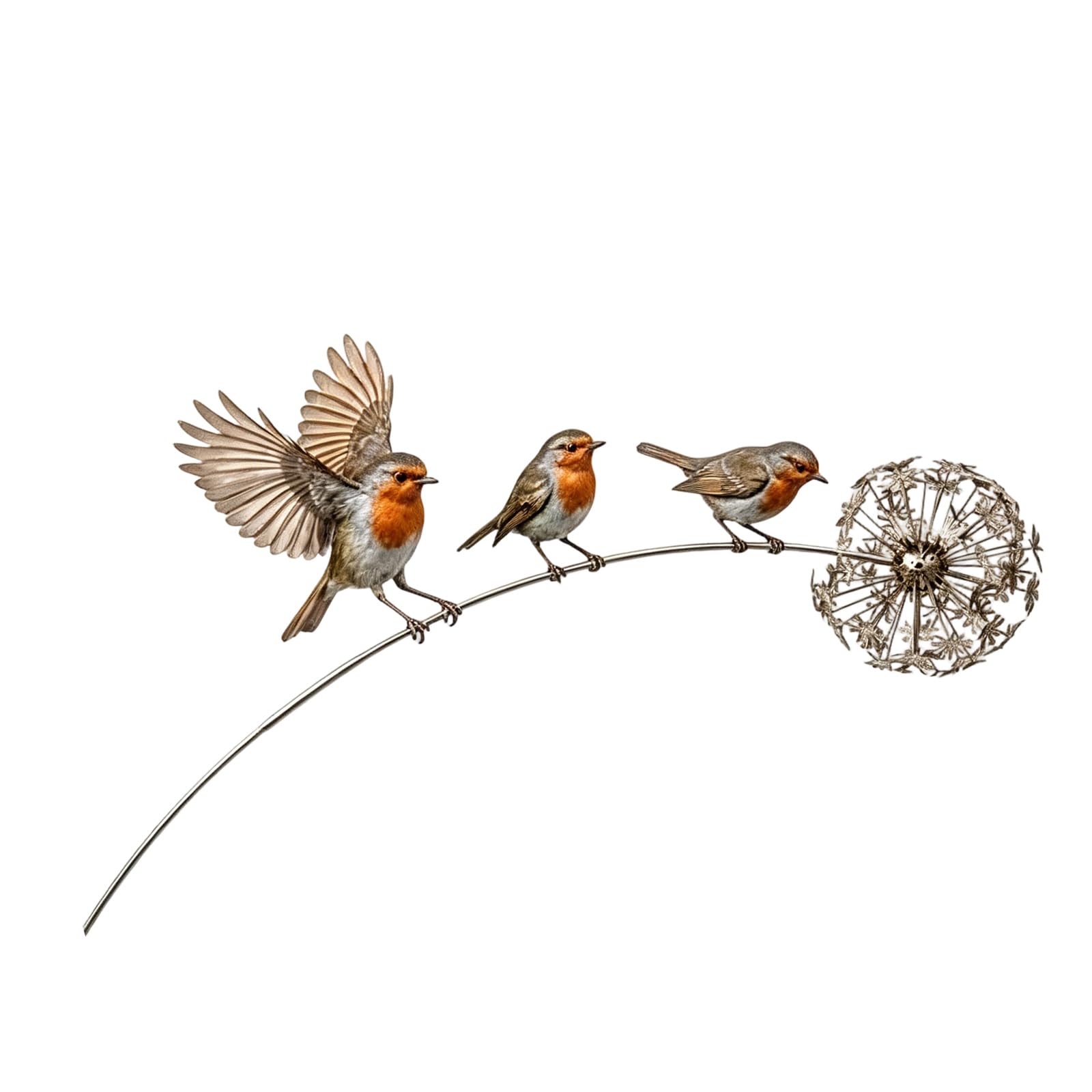 NRGQAXM 24in Robins Garden Stake, Bird Wildflower Garden Stakes Metal Gardens Stake Memorial Yard Decor with Dandelions Decorative Metal Bird Stakes for Outdoor Lawns Patio Yard Decor