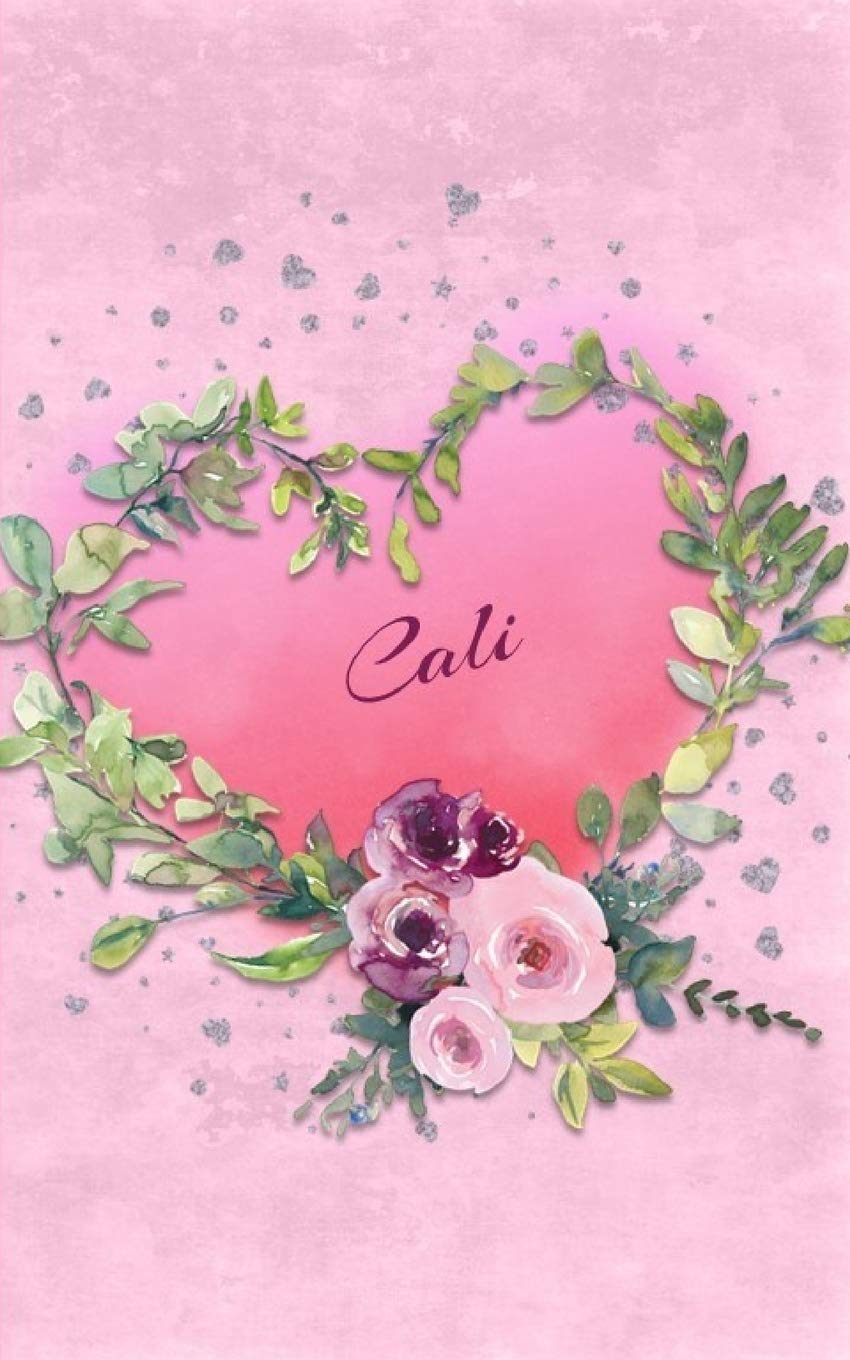 Cali: Personalized Small Journal | Gift Idea for Women & Girls (Pink Floral Heart Wreath)