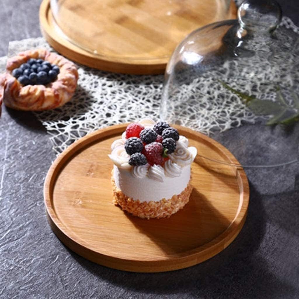 Wooden Cake Pan And Dome Transparent Glass Dust Cover Theme Party Bar Fruit Display And Decorative Tray Pastry (Size : 24.8cm) (24.8cm) image 5