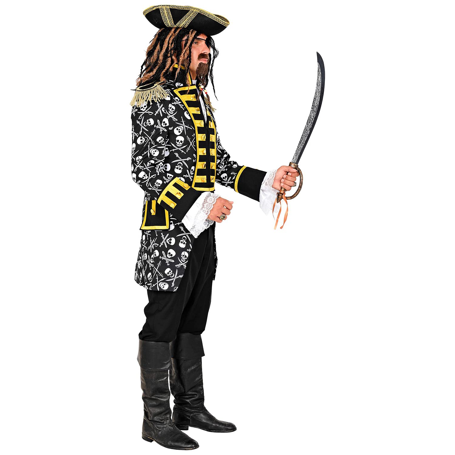 W WIDMANN MILANO Party Fashion - Traje de gala pirata para hombre | Frac estilo pirata, uniforme la guardia, complemento para disfraces de corsarios, capitanes, Carnaval y fiestas temáticas