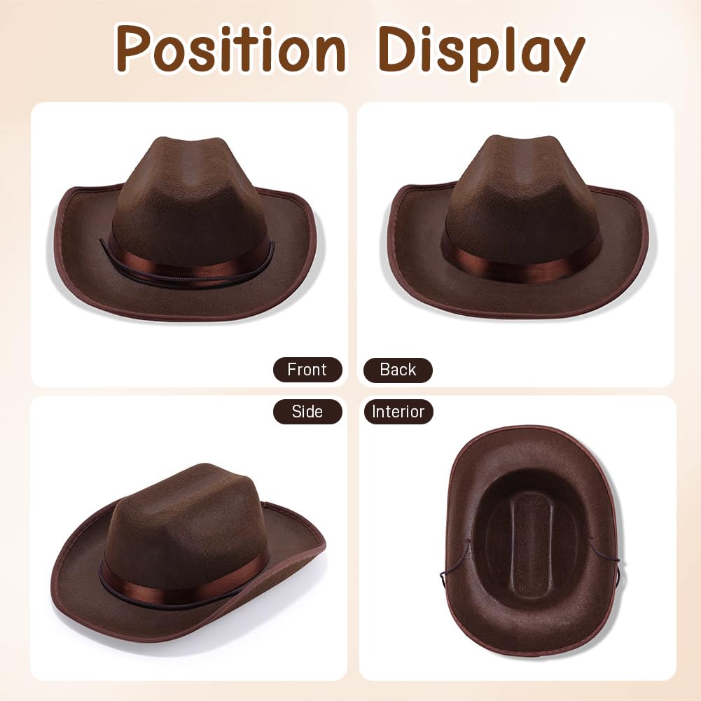FCXVXCL Kids Cowboy Hat 3 PCS Cowboy Costume for Kids with Coffee Colored Band Hat Scarf Heart Sunglasses for Halloween Christmas World Book Day Fancy Dress Up - Image 3