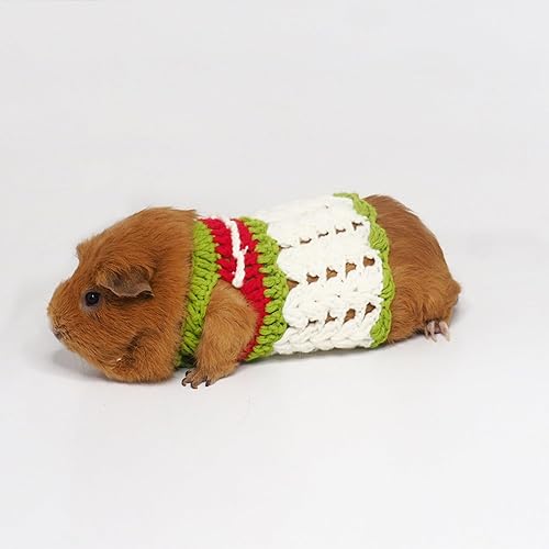 Guinea Pig Sweater - Hand Knitted Wool Yarn Sweater for Hairless Skinny Pig Winter Warm Vest Small Animal Clothes Halloween Costume Christmas Outfit for Bunny Kitten Puppy Chihuahua
