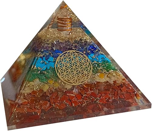 Pirámide de cristal de orgón, lapislázuli natural, pirámide de cristales curativos para protección de chakra, pirámide de constelación única para