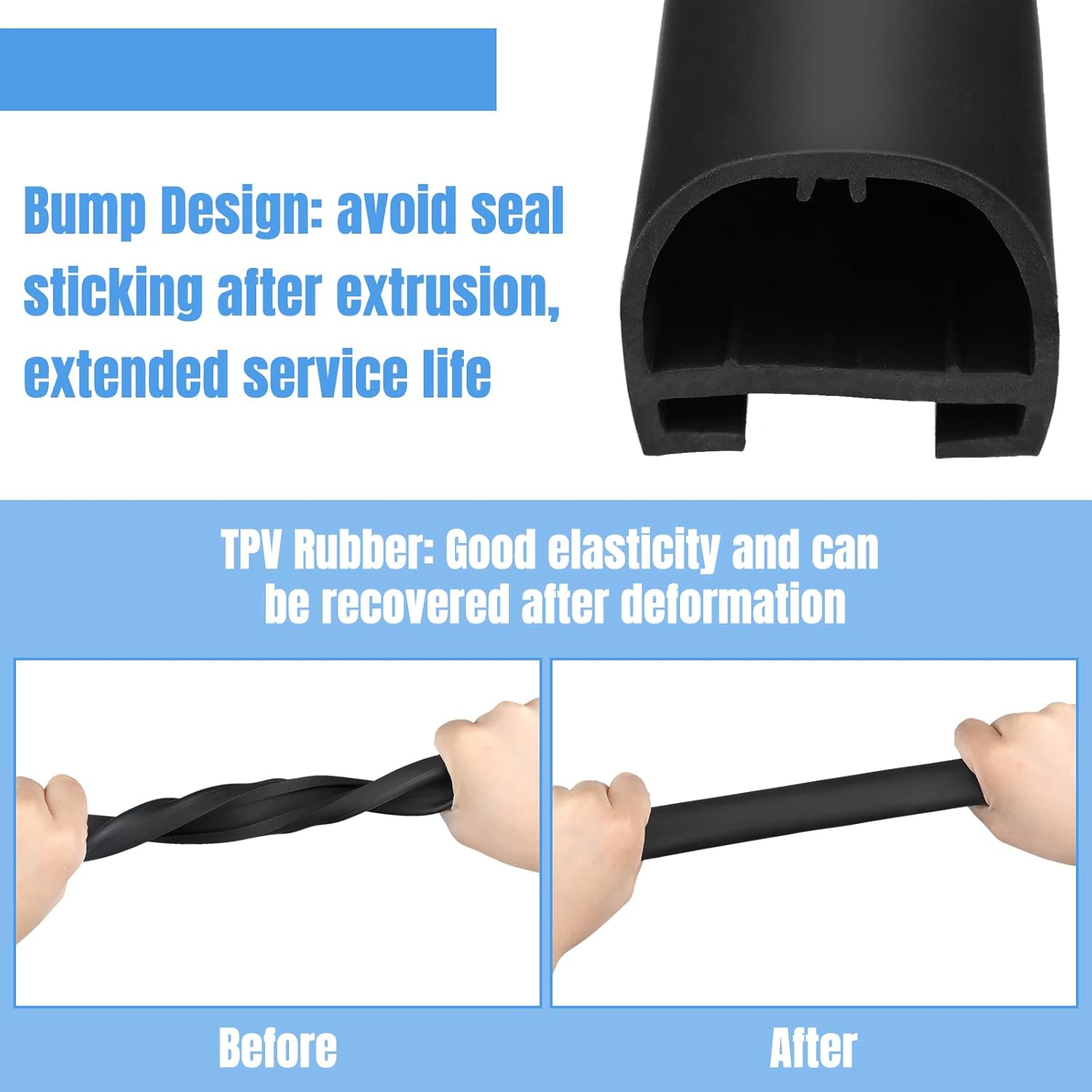 Tallew D-Shape Seal RV Slide Out System Long Black Rubber Thickened EPDM Seal RV Parts and Accessories for RV Travel Trailer Automotive Tops Door Side Slide Out System Seal, 35 Feet (1 x 15/16 inch)