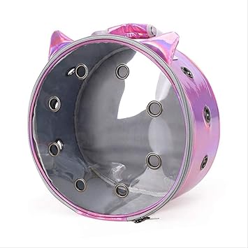 Pet Bag Carrier Carrying Backpack Portable Transparent Cat Bag Basket Outdoor Travel Pets Carrying Cage for Puppy Small Dogs M(35x17x35cm) Pink