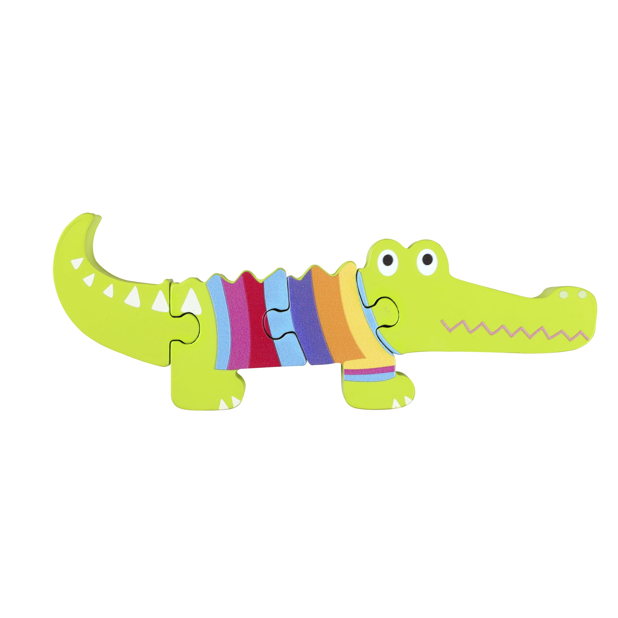 Wooden Crocodile Puzzle, Rainbow Colours, Educational Learning Toy for Toddlers