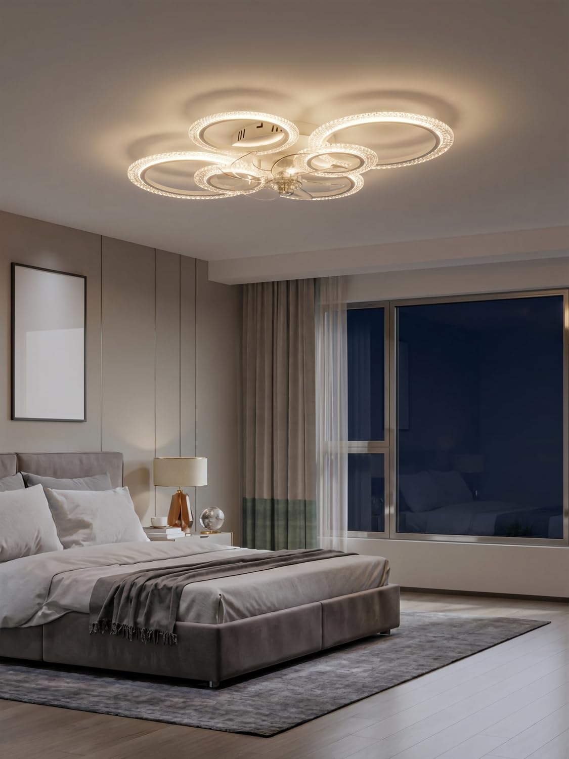 Ventilatore da Soffitto con Luce LED Dimmerabile, Plafoniera Moderna 88cm con Pale Trasparenti e Telecomando/App, Motore DC Silenzioso Reversibile per Camera da Letto, Soggiorno e Cucina